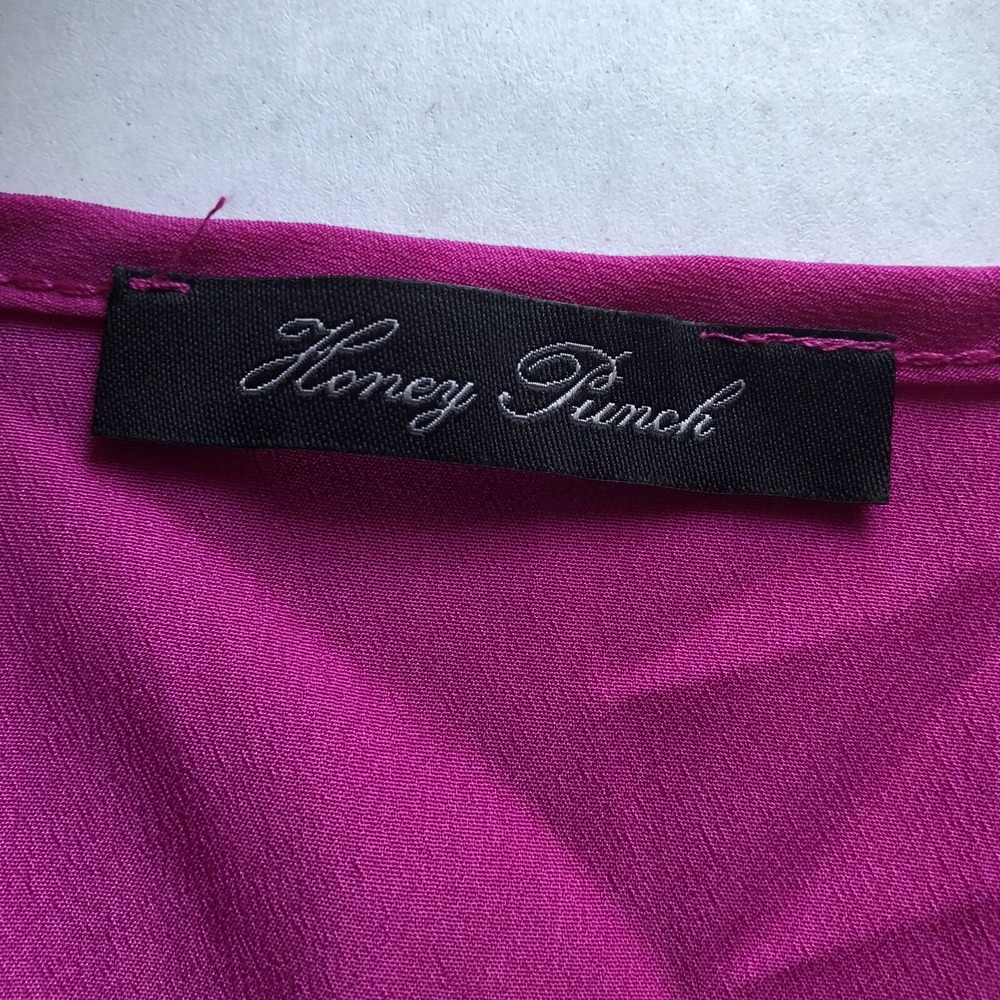 Honey Punch Solid Pink Long Sleeve Faux Wrap Dress Sz S A367 - Picture 4 of 6